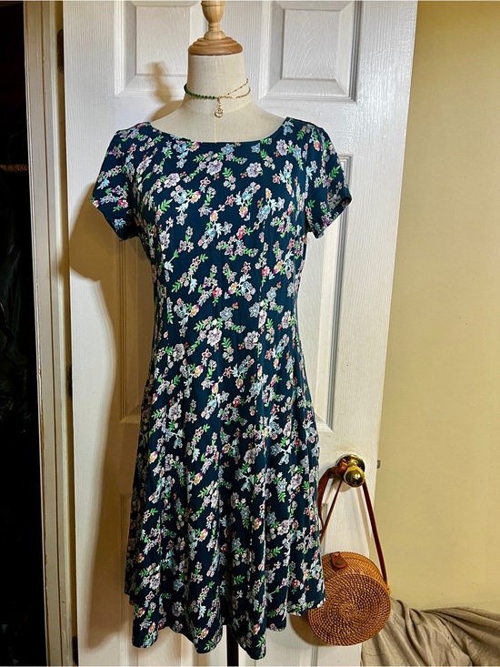 Ella Simone Dresses & Skirts - Ella Simone Wms Blue Floral Cotton S/S Pleated Skater Cottagecore Mini Dress S